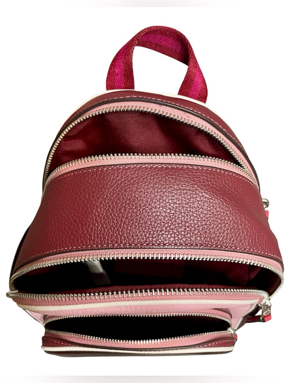 Coach Mini Court Powder Pink Multi Colorblock Ski Speed Backpack New! - Picture 7 of 15